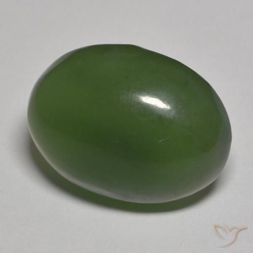 14.04 ct Green Serpentine Stone, Natural Serpentine in Oval Cabochon Shape for Sale