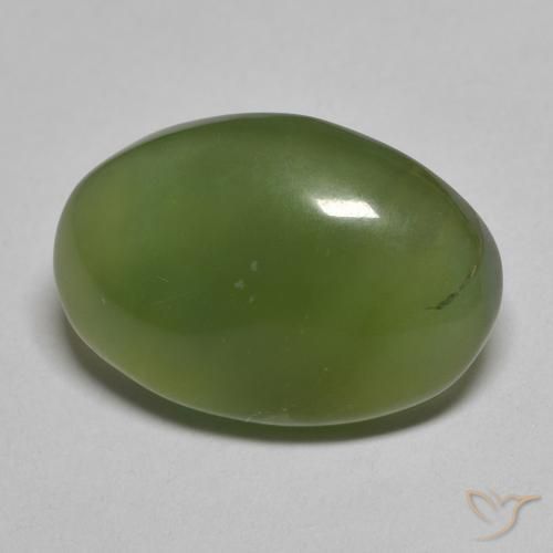 7.92 ct Green Serpentine Stone, Natural Serpentine in Oval Cabochon Shape for Sale