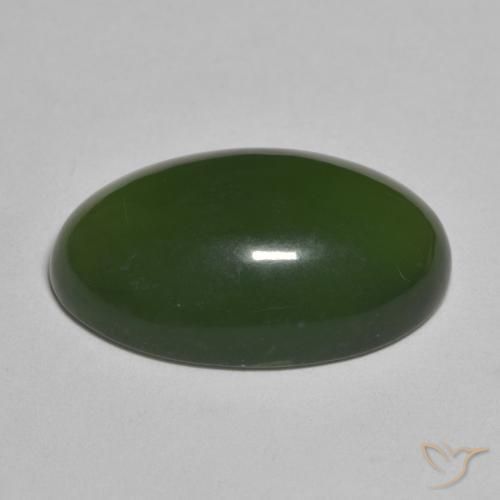 Serpentine Gemstone in 20.1 x 12.8 mm Size for Sale, Serpentine Stone in Seaweed Green Color