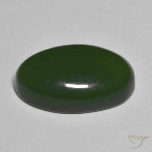 Serpentine Gemstone in 19.8 x 12.1 mm Size for Sale, Serpentine Stone in Seaweed Green Color