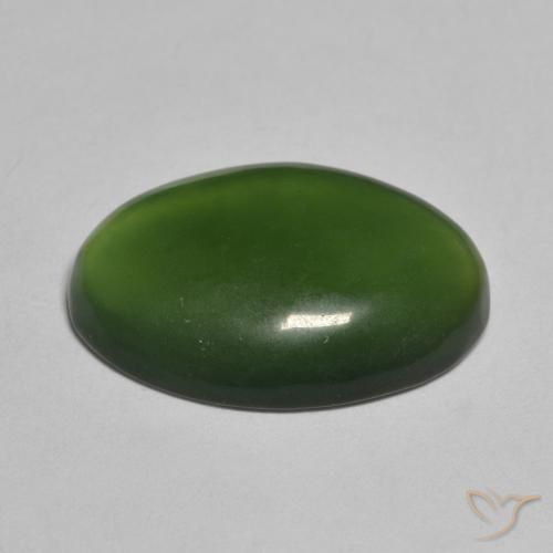 Serpentine Gemstone in 19.2 x 13.5 mm Size for Sale, Serpentine Stone in Seaweed Green Color