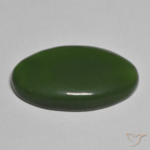 Serpentine Gemstone in 21.2 x 13.3 mm Size for Sale, Serpentine Stone in Dark Green Color