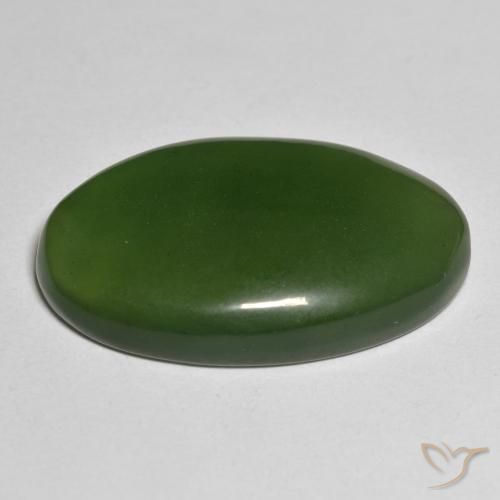 Serpentine Gemstone in 32.3 x 18.8 mm Size for Sale, Serpentine Stone in Dark Green Color