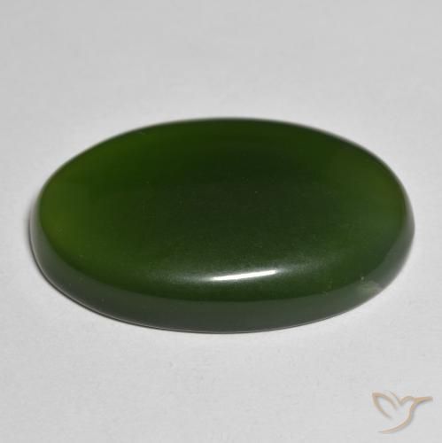 Serpentine Gemstone in 31.9 x 19.8 mm Size for Sale, Serpentine Stone in Seaweed Green Color