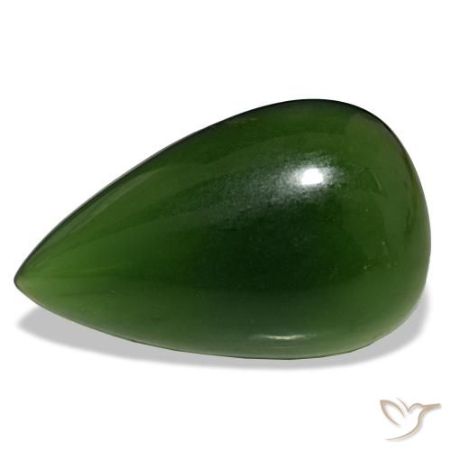 15.80 ct Green Serpentine Gemstone, Serpentine Gem in Pear Cabochon Shape for Sale.
