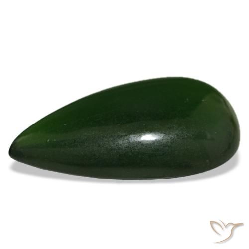 Serpentine Gemstone in 24.4 x 15.3 mm Size for Sale, Serpentine Stone in Seaweed Green Color