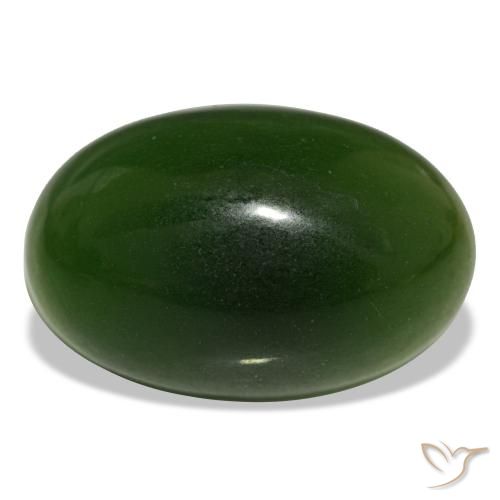 15.11 ct Green Serpentine Gemstone, Serpentine Gem in Oval Cabochon Shape for Sale.