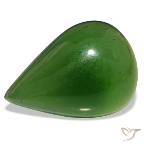 17.92 ct Green Serpentine Gemstone, Serpentine Gem in Pear Cabochon Shape for Sale.