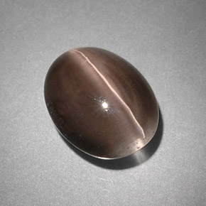 4.25 ct Gray Sillimanite Cat's Eye Gemstone, Sillimanite Cat's Eye Gem in Oval Cabochon Shape for Sale.