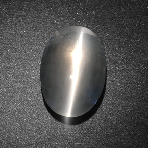 7.34 ct Gray Sillimanite Cat's Eye Stone, Natural Sillimanite Cat's Eye in Oval Cabochon Shape for Sale
