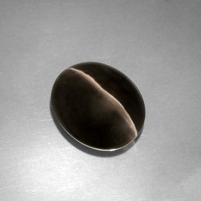 4.11 ct Gray Sillimanite Cat's Eye Gemstone, Sillimanite Cat's Eye Gem in Oval Cabochon Shape for Sale.