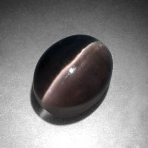 3.96 ct Gray Sillimanite Cat's Eye Stone, Natural Sillimanite Cat's Eye in Oval Cabochon Shape for Sale