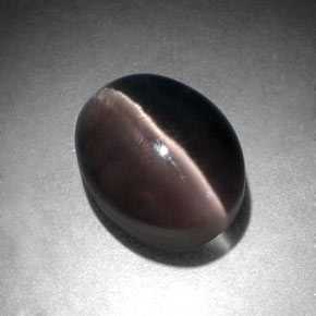 Sillimanite Cat's Eye Gemstone in 9.5 x 7.5 mm Size for Sale, Sillimanite Cat's Eye Stone in Smoke Color