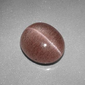 Oeil de chat Sillimanite Brun oval cabochon 8,8 x 7,6mm de Madagascar, poids de 2,04 ct, pierre gemme naturelle Non traité de pureté Translucide, 1 pièce Oeil de chat Sillimanite, couleur : Marron clair, dureté de Mohs de 6.5 à 7.5 convient aux bijoux de tous les jours, pierre de sagesse, Photo A