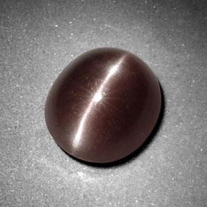 Oeil de chat Sillimanite Brun oval cabochon 9,6 x 8,4mm de Madagascar, poids de 3,29 ct, pierre gemme naturelle Non traité de pureté Opaque , 1 pièce Oeil de chat Sillimanite, couleur : Brun chocolat , dureté de Mohs de 6.5 à 7.5 convient aux bijoux de tous les jours, pierre de sagesse, Photo A