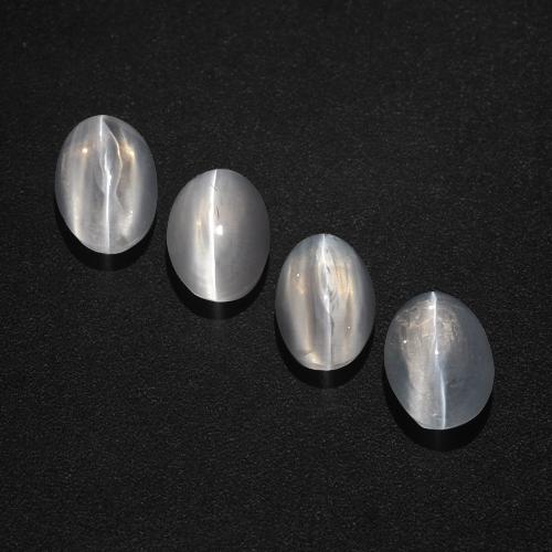 Clear White Sillimanite Cat's Eye Gem - 1ct Oval Cabochon (ID: 409897)