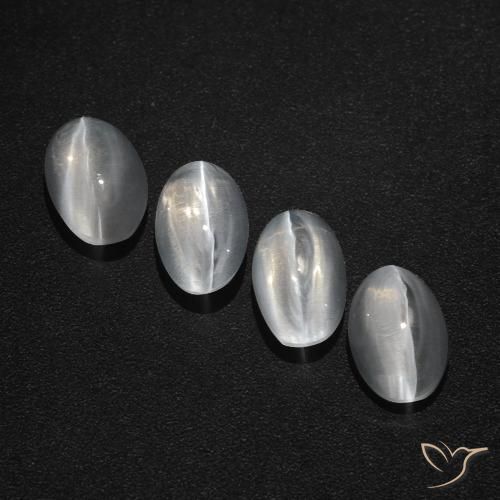 3.93ctw Natural Clear White Sillimanite Cat's Eye, Oval, Translucent