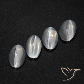 3.93 ctw White Sillimanite Cat's Eye Stones, Natural Sillimanite Cat's Eye in Oval Cabochon Shape for Sale