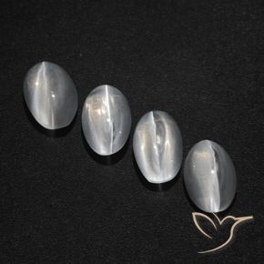 Sillimanite Cat's Eye Gemstones in 7.1 x 4.7 mm Size for Sale, Sillimanite Cat's Eye Stones in Clear White Color