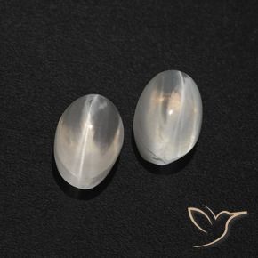 2.29 ctw White Sillimanite Cat's Eye Stones, Natural Sillimanite Cat's Eye in Oval Cabochon Shape for Sale