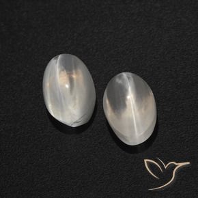 Sillimanite Cat's Eye Gemstones in 6.6 x 4.5 mm Size for Sale, Sillimanite Cat's Eye Stones in Clear White Color