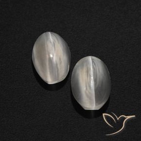 Sillimanite Cat's Eye Gemstones in 7.5 x 5 mm Size for Sale, Sillimanite Cat's Eye Stones in Very Light Grey Color