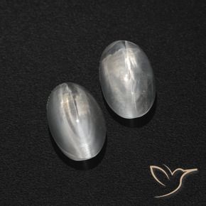 2.04 ctw White Sillimanite Cat's Eye Stones, Natural Sillimanite Cat's Eye in Oval Cabochon Shape for Sale