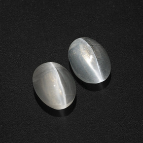 2.42 ctw White Sillimanite Cat's Eye Stones, Natural Sillimanite Cat's Eye in Oval Cabochon Shape for Sale