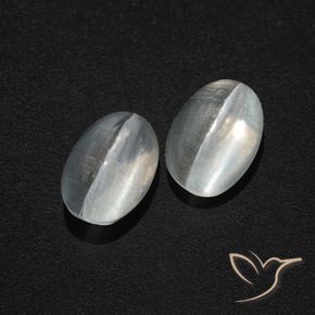 2.94 ctw White Sillimanite Cat's Eye Stones, Natural Sillimanite Cat's Eye in Oval Cabochon Shape for Sale