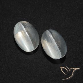 Sillimanite Cat's Eye Gemstones in 7.7 x 5 mm Size for Sale, Sillimanite Cat's Eye Stones in Clear White Color
