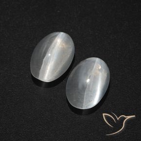 2.80 ctw White Sillimanite Cat's Eye Stones, Natural Sillimanite Cat's Eye in Oval Cabochon Shape for Sale