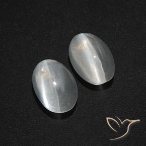 Sillimanite Cat's Eye Gemstones in 8 x 5.3 mm Size for Sale, Sillimanite Cat's Eye Stones in Clear White Color