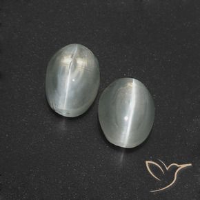 Sillimanite Cat's Eye Gemstones in 7.4 x 5.2 mm Size for Sale, Sillimanite Cat's Eye Stones in Clear White Color
