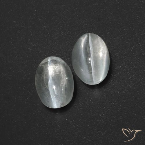 2.64 ctw White Sillimanite Cat's Eye Stones, Natural Sillimanite Cat's Eye in Oval Cabochon Shape for Sale