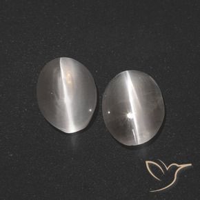 Sillimanite Cat's Eye Gemstones in 7.9 x 5.6 mm Size for Sale, Sillimanite Cat's Eye Stones in Very Light Grey Color