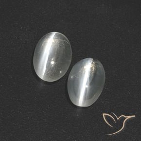 Sillimanite Cat's Eye Gemstones in 7.2 x 4.8 mm Size for Sale, Sillimanite Cat's Eye Stones in Clear White Color
