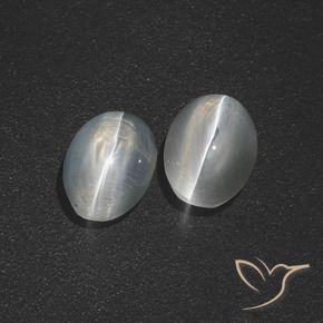 2.53 ctw White Sillimanite Cat's Eye Stones, Natural Sillimanite Cat's Eye in Oval Cabochon Shape for Sale