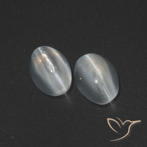 Sillimanite Cat's Eye Gemstones in 7 x 5 mm (calibrated) Size for Sale, Sillimanite Cat's Eye Stones in Clear White Color