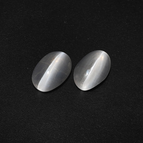 2.53 ctw White Sillimanite Cat's Eye Stones, Natural Sillimanite Cat's Eye in Oval Cabochon Shape for Sale