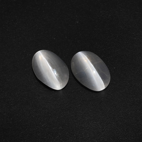 Sillimanite Cat's Eye Gemstones in 8.3 x 5.5 mm Size for Sale, Sillimanite Cat's Eye Stones in Clear White Color