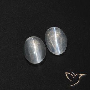 2.62 ctw White Sillimanite Cat's Eye Stones, Natural Sillimanite Cat's Eye in Oval Cabochon Shape for Sale