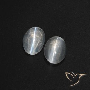 Sillimanite Cat's Eye Gemstones in 7.5 x 5.2 mm Size for Sale, Sillimanite Cat's Eye Stones in Clear White Color