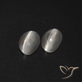 2.27 ctw White Sillimanite Cat's Eye Stones, Natural Sillimanite Cat's Eye in Oval Cabochon Shape for Sale