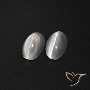 2.39 ctw White Sillimanite Cat's Eye Stones, Natural Sillimanite Cat's Eye in Oval Cabochon Shape for Sale