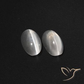 Sillimanite Cat's Eye Gemstones in 7.7 x 4.9 mm Size for Sale, Sillimanite Cat's Eye Stones in Clear White Color