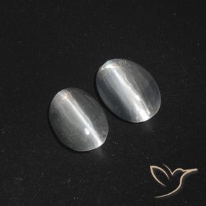 2.53 ctw White Sillimanite Cat's Eye Stones, Natural Sillimanite Cat's Eye in Oval Cabochon Shape for Sale