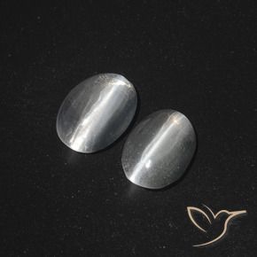 Sillimanite Cat's Eye Gemstones in 7.8 x 5.5 mm Size for Sale, Sillimanite Cat's Eye Stones in Clear White Color