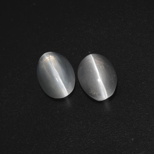 Very Light Grey Sillimanite Cat's Eye Gem - 1.2ct Oval Cabochon (ID: 410080)
