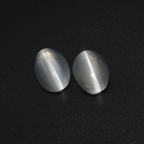 Sillimanite Cat's Eye Gemstones in 7.6 x 5.1 mm Size for Sale, Sillimanite Cat's Eye Stones in Very Light Grey Color