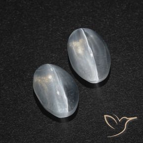 2.29 ctw White Sillimanite Cat's Eye Stones, Natural Sillimanite Cat's Eye in Oval Cabochon Shape for Sale